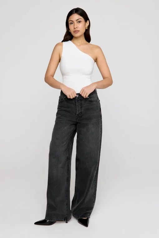 365 Asymmetric Ruched Side Bodysuit - Coconut Milk