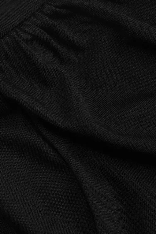 365 Asymmetric Ruched Side Long Sleeve Mini Dress - Shadow Black