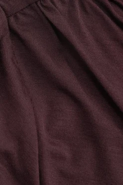 365 Asymmetric Ruched Side Long Sleeve Mini Dress - Mulled Wine