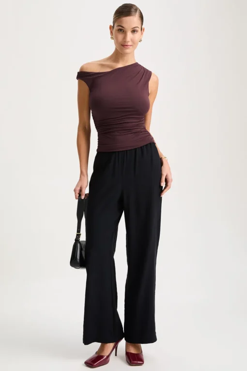 365 Asymmetric Ruched Side Top - Mulled Wine
