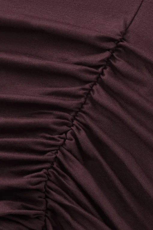 365 Asymmetric Ruched Side Top - Mulled Wine