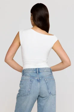 365 Asymmetric Ruched Side Top - Coconut Milk