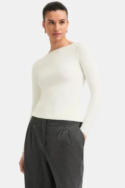 365 Boat Neck Long Sleeve Top - Vanilla