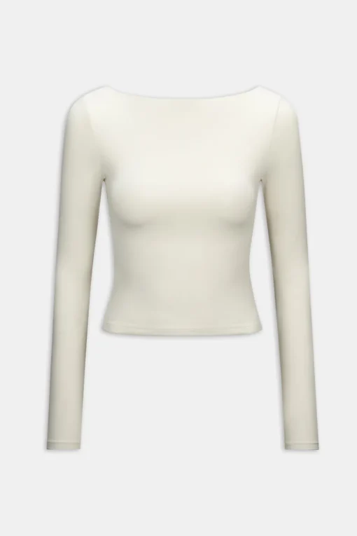 365 Boat Neck Long Sleeve Top - Vanilla