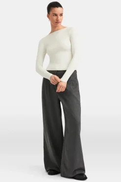 365 Boat Neck Long Sleeve Top - Vanilla