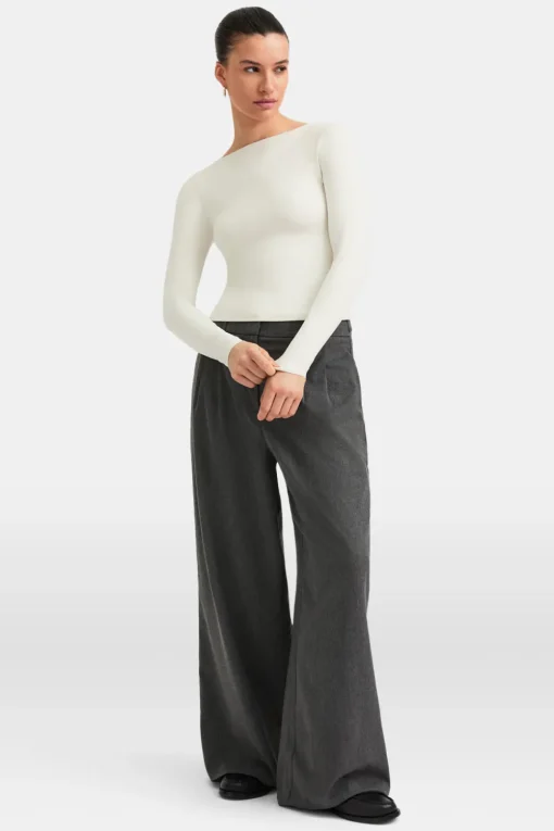 365 Boat Neck Long Sleeve Top - Vanilla