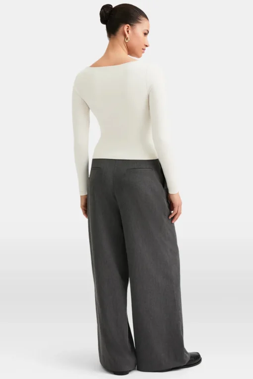 365 Boat Neck Long Sleeve Top - Vanilla