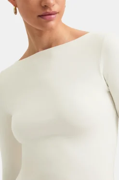 365 Boat Neck Long Sleeve Top - Vanilla