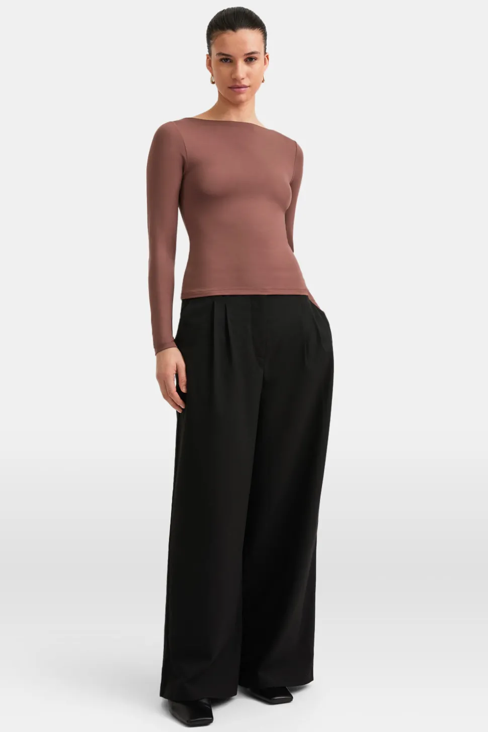 365 Boat Neck Long Sleeve Top - Clay