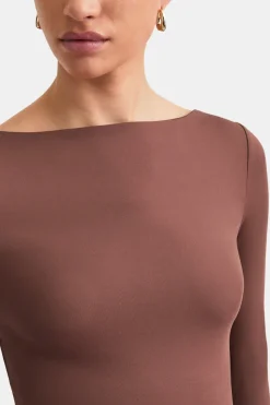 365 Boat Neck Long Sleeve Top - Clay
