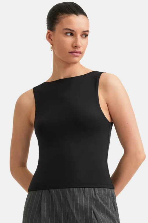 365 Boat Neck Tank - Shadow Black