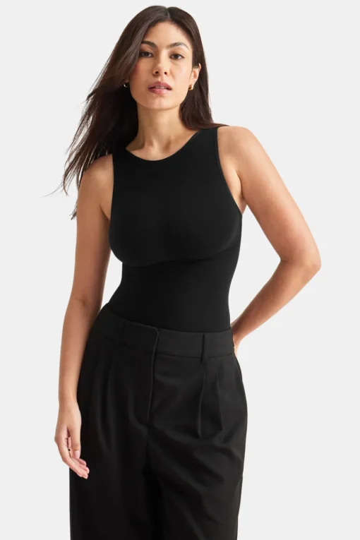 365 Contour Boat Neck Bodysuit - Shadow Black