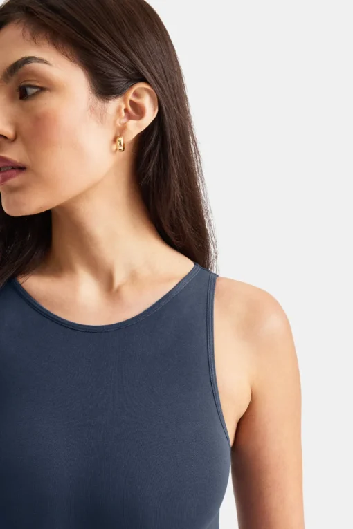 365 Contour Boat Neck Bodysuit - Washed Navy