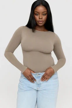 365 Contour Long Sleeve Bodysuit - Stone Khaki