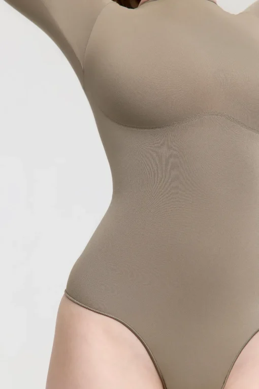 365 Contour Long Sleeve Bodysuit - Stone Khaki