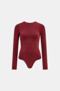 365 Contour Long Sleeve Shaping Bodysuit - Cherry