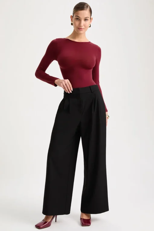 365 Contour Long Sleeve Shaping Bodysuit - Cherry