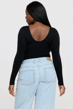 365 Contour Long Sleeve Shaping Bodysuit - Shadow Black