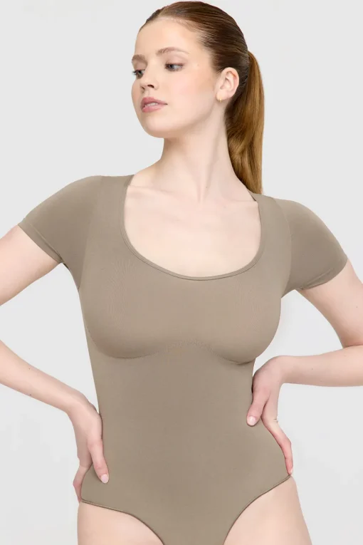 365 Contour Short Sleeve Bodysuit - Stone Khaki