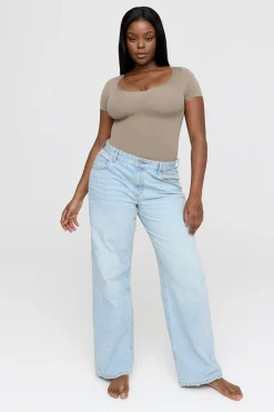365 Contour Short Sleeve Bodysuit - Stone Khaki