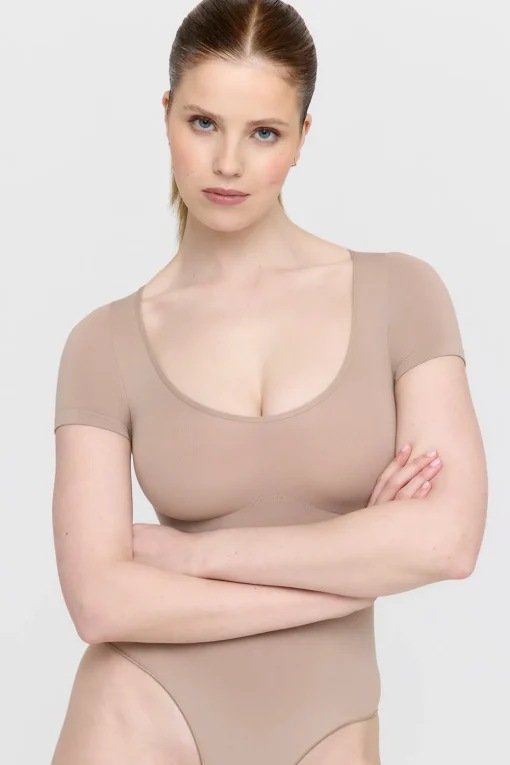 365 Contour Short Sleeve Bodysuit - Cappuccino