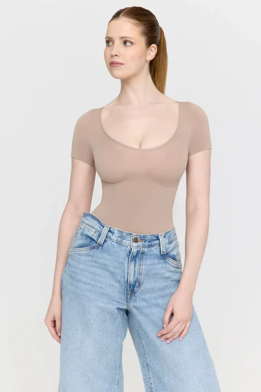 365 Contour Short Sleeve Bodysuit - Cappuccino