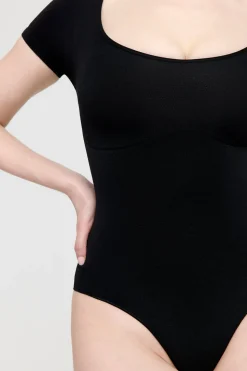 365 Contour Short Sleeve Shaping Bodysuit - Shadow Black