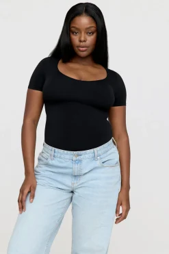 365 Contour Short Sleeve Shaping Bodysuit - Shadow Black