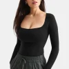 365 Contour Square Neck Bodysuit - Shadow Black