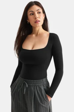 365 Contour Square Neck Bodysuit - Shadow Black