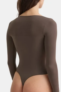 365 Contour Square Neck Bodysuit - Mocha