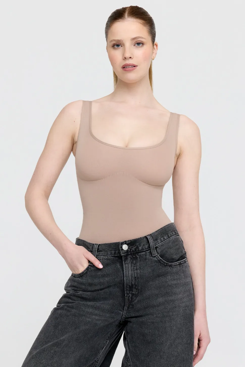 365 Contour Strappy Shaping Bodysuit - Cappuccino
