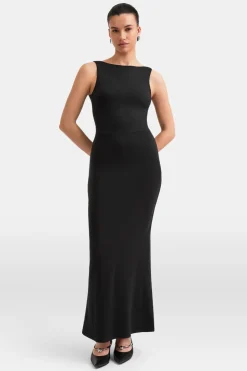 365 Open Back Maxi Dress - Shadow Black