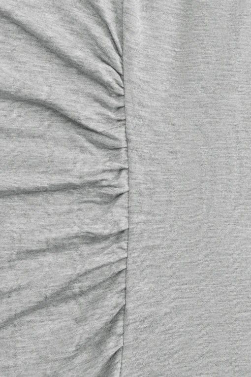 365 Ruched Side Boat Neck Maxi Dress - Grey Marl