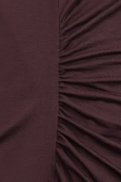 365 Ruched Side Boat Neck Maxi Dress - Mulled Wine