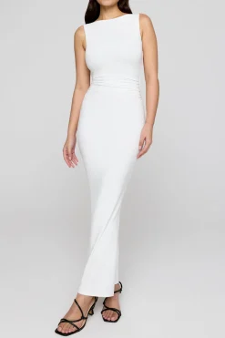 365 Ruched Side Boat Neck Maxi Dress - Coconut Milk