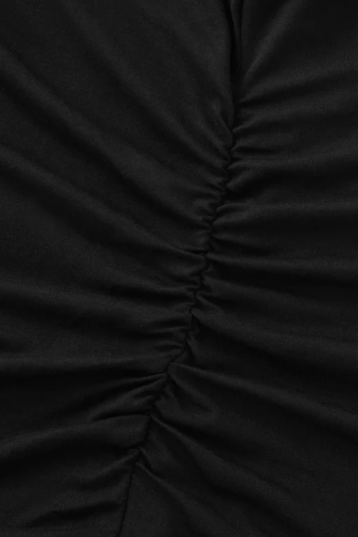 365 Ruched Side Boat Neck Top - Shadow Black