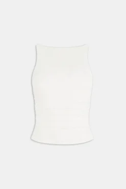 365 Ruched Side Boat Neck Top - Coconut Milk