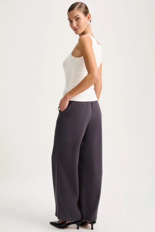 365 Ruched Side Boat Neck Top - Coconut Milk