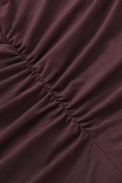 365 Ruched Side Boat Neck Top - Mulled Wine