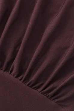 365 Ruched Side Open Back Long Sleeve Top - Mulled Wine
