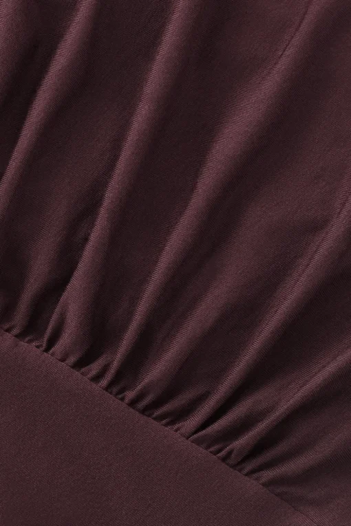 365 Ruched Side Open Back Long Sleeve Top - Mulled Wine