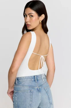 365 Ruched Side Open Back Top - Coconut Milk