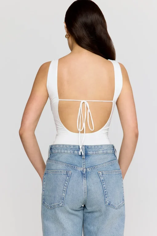 365 Ruched Side Open Back Top - Coconut Milk