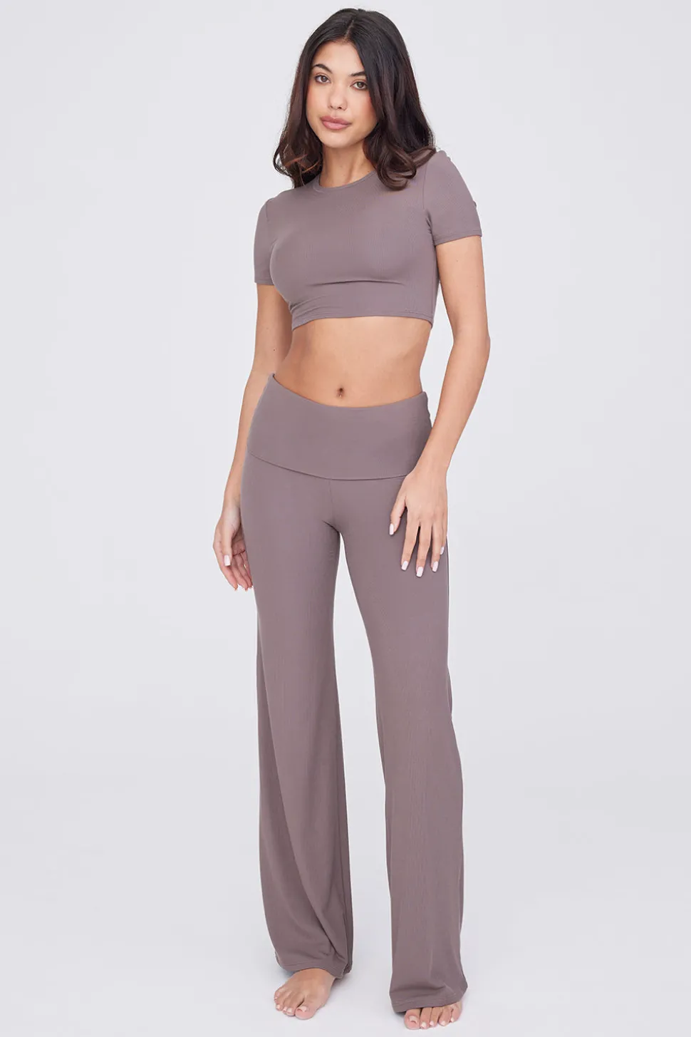 365 Sculpting Lounge Flared Trousers - Mocha