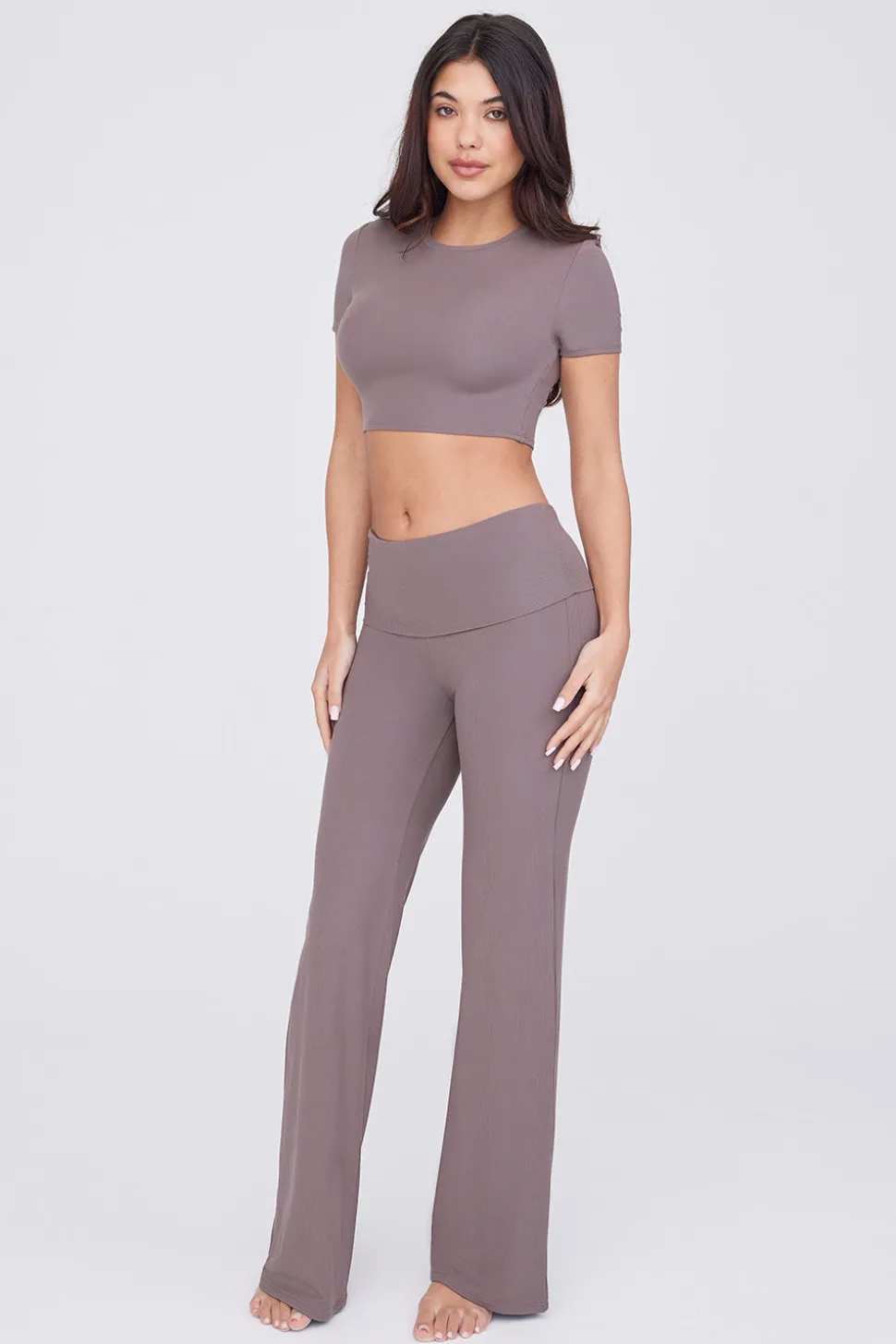 365 Sculpting Lounge Flared Trousers - Mocha