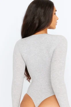 365 Sculpting Lounge Long Sleeve Bodysuit - Grey Marl
