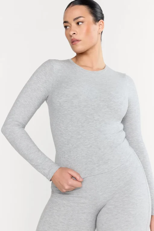 365 Sculpting Lounge Long Sleeve Top - Grey Marl