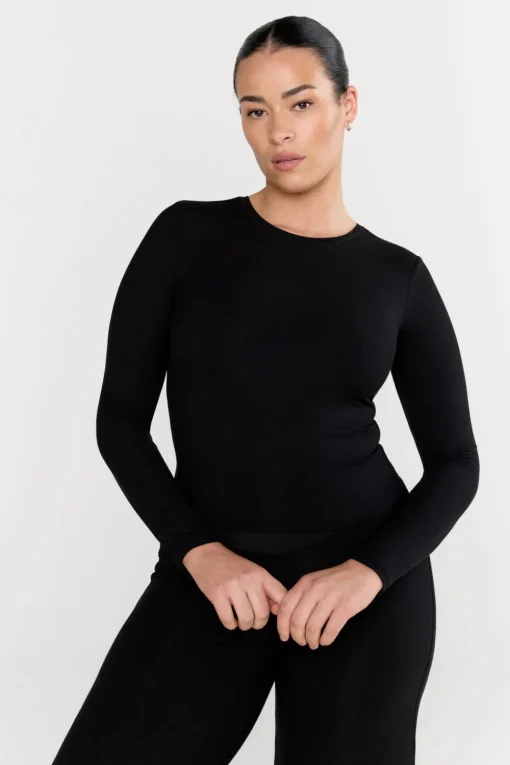 365 Sculpting Lounge Long Sleeve Top - Shadow Black