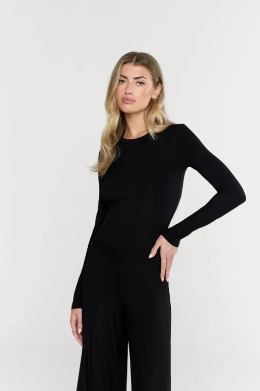 365 Sculpting Lounge Long Sleeve Top - Shadow Black